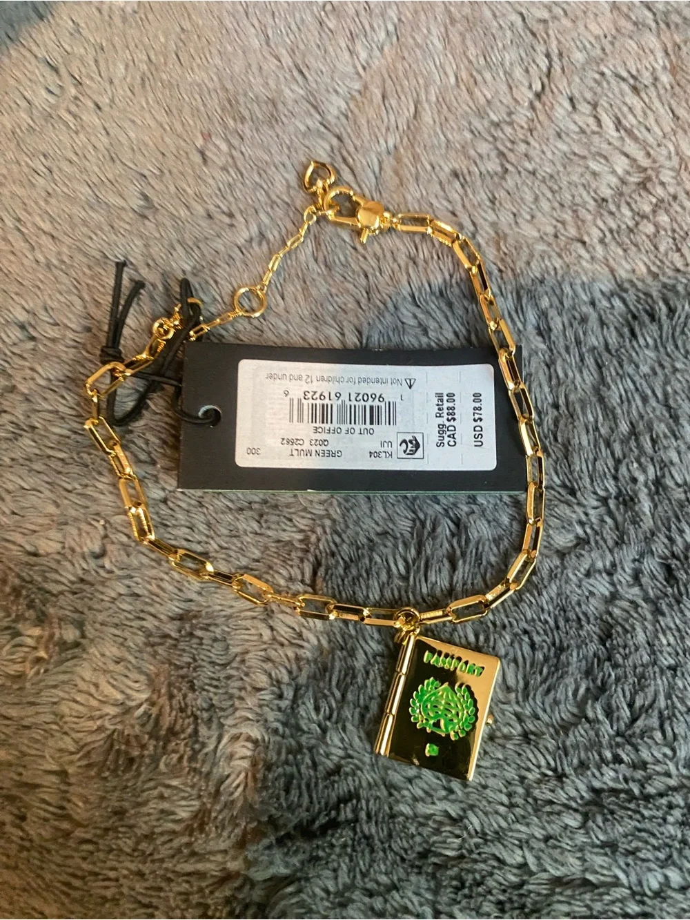 BNWT Kate Spade NY Passport Charm Link Bracelet in Gold Tone $78 - Picture 3 of 5